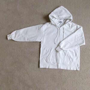 aritzia tna cozyaf fleece white boyfriend zip up hoodie